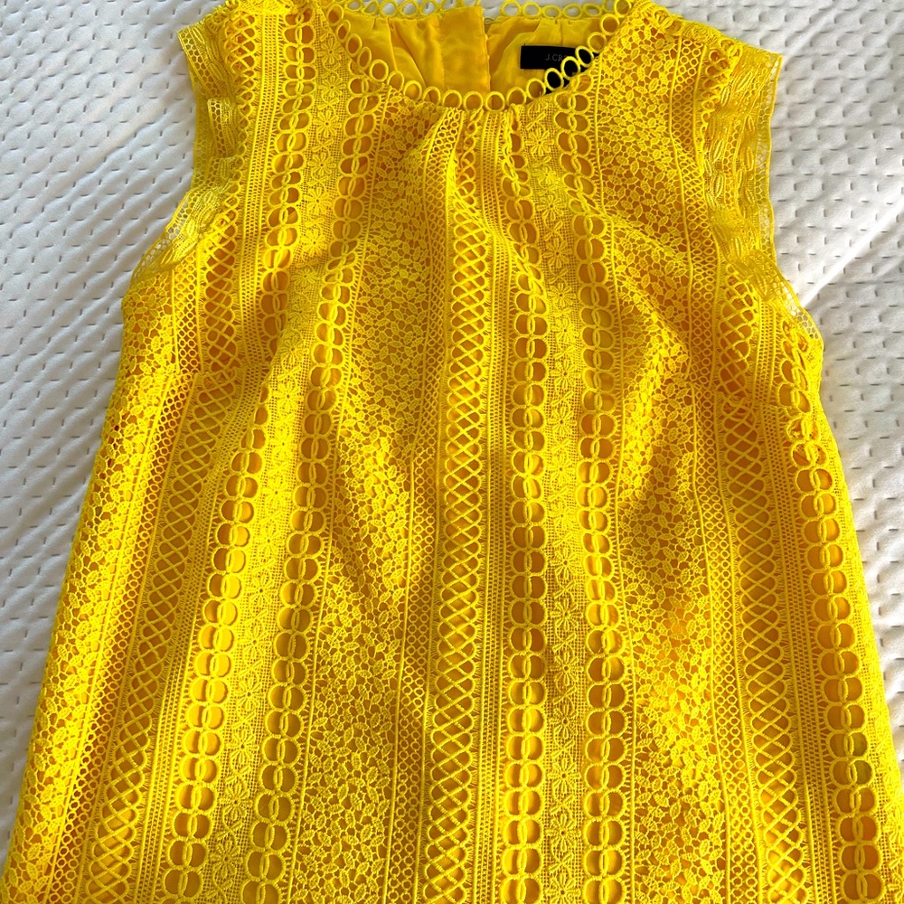 Yellow lace J.Crew sleeveless blouse XS